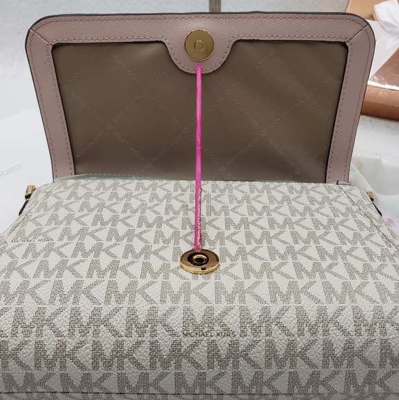 Michael Kors Logo Convertible Crossbody Jet Set Medium cute Pink stylish - Picture 7 of 16